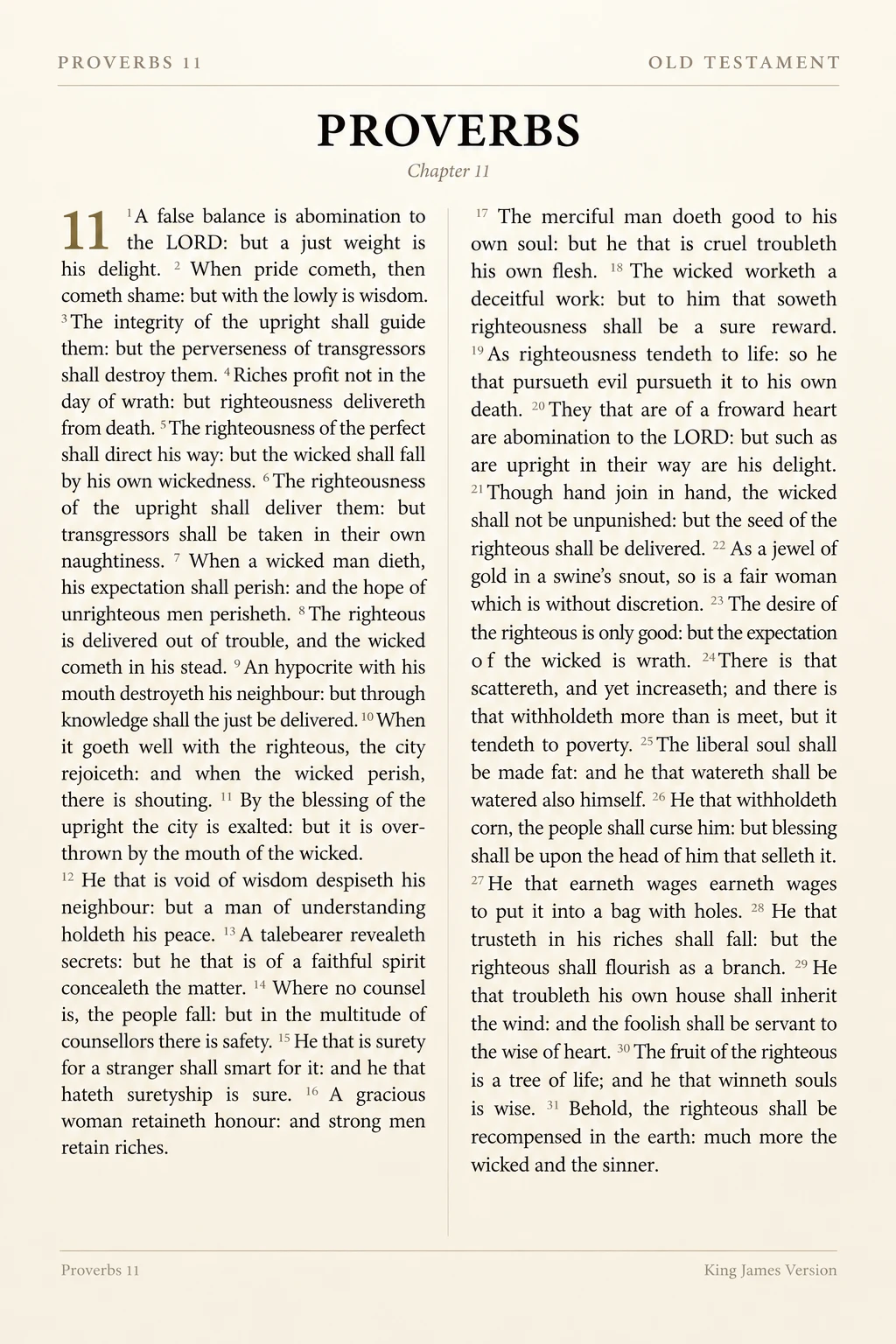 Proverbs chapter 11 as plain text