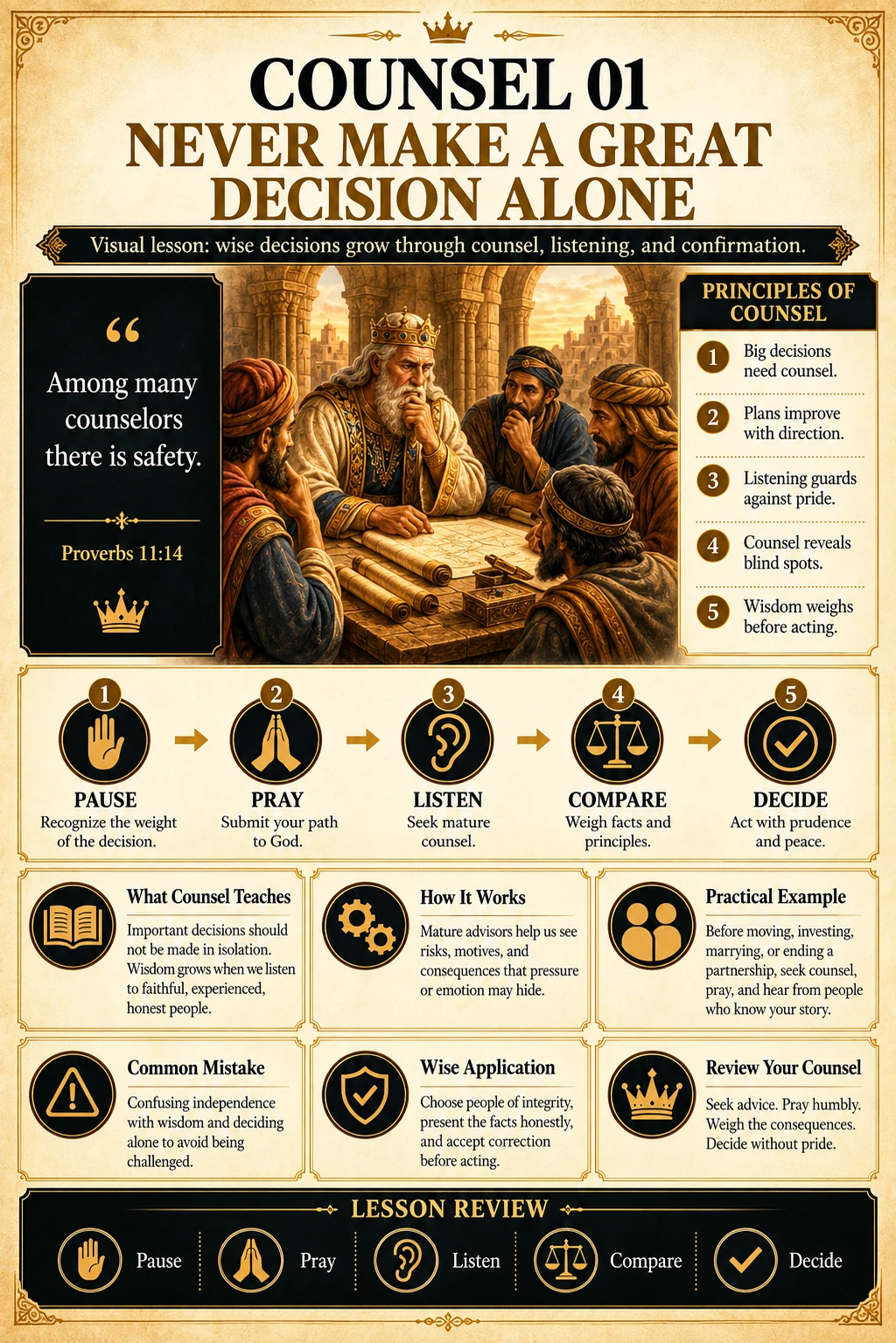A real map page showing counsel, scripture, reflection and application